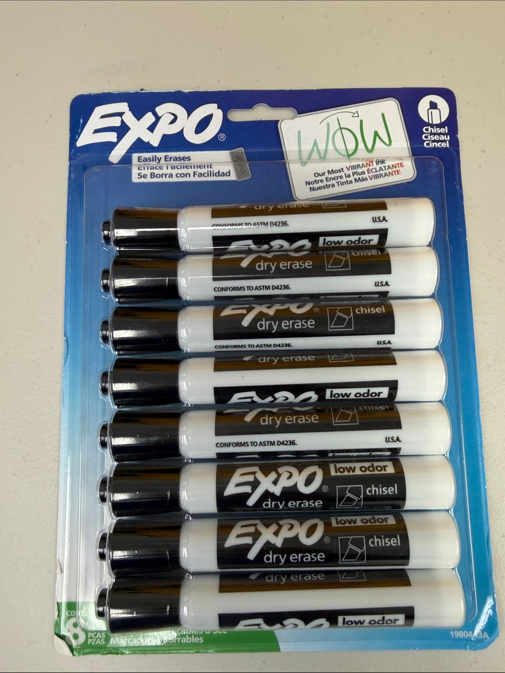 Expo brand Black Dry Erase Markers - Pack of 8 easily erases vibrant ink chisel